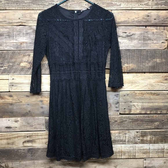 Alter'd State Lace Over Layer 3/4 sleeve Midi Dress Size S - Picture 1 of 5